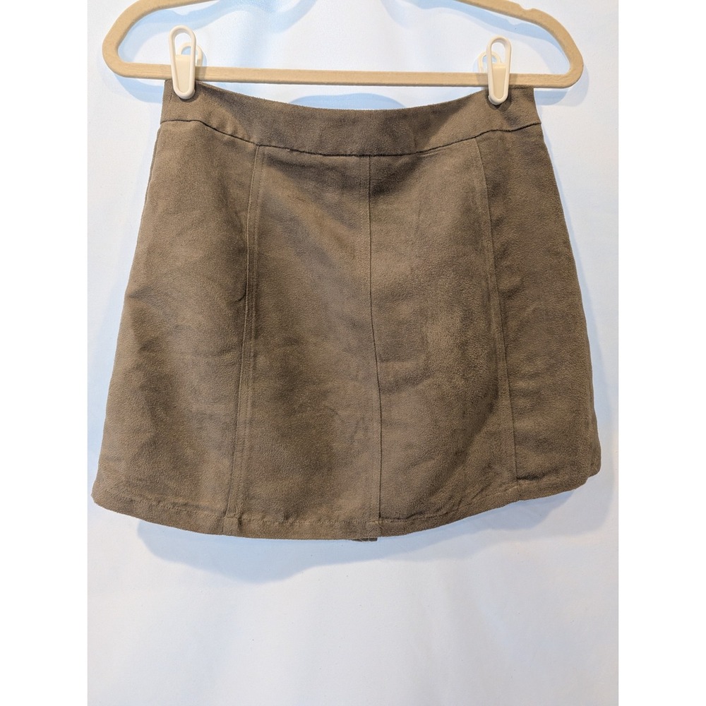 Jack by BB Dakota Faux Suede Button Front Mini Skirt Taupe Brown Size 0 JG49153 - Picture 2 of 5